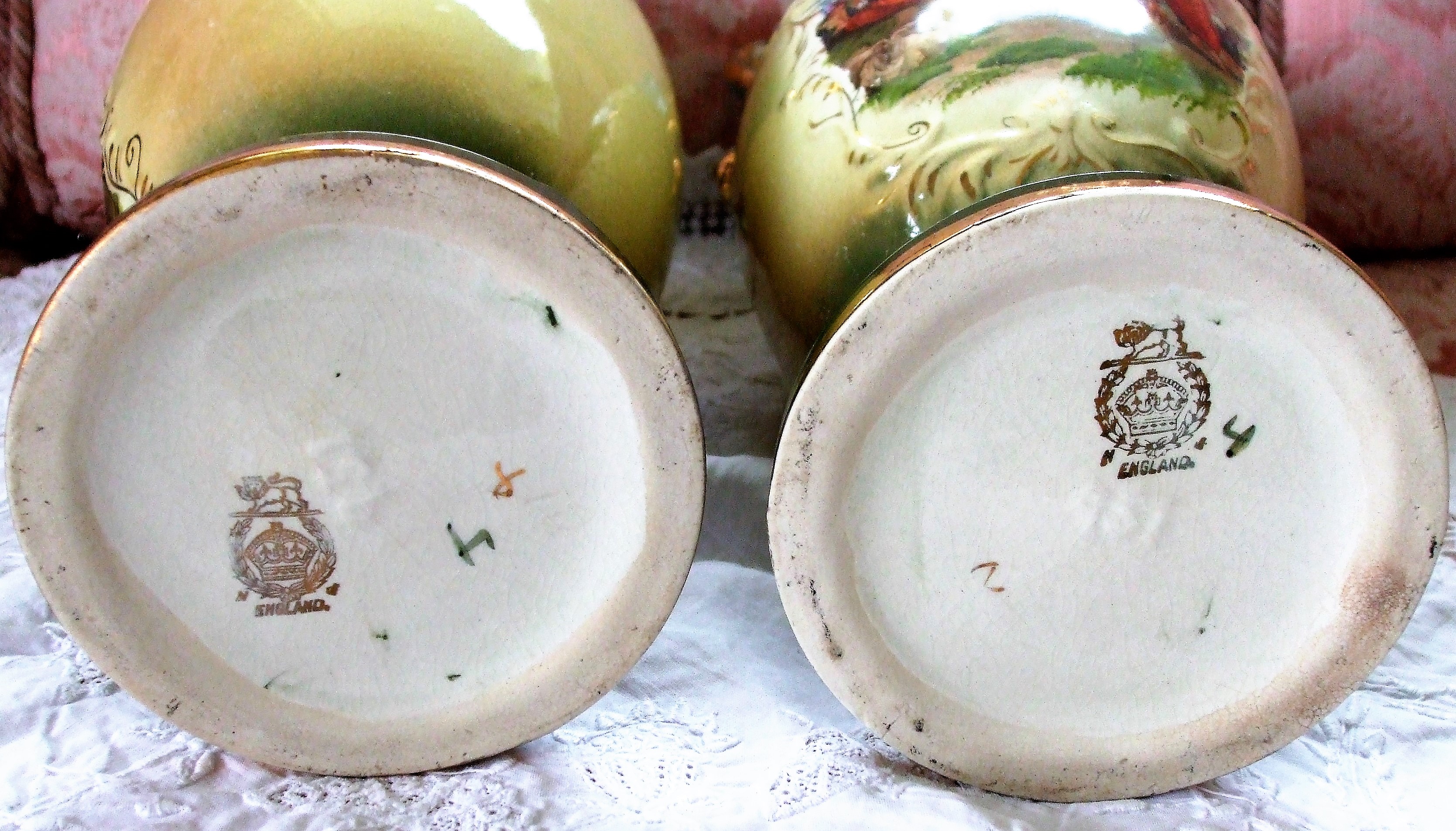 Pair of Antique English Edwardian Royal Vienna Vases ~ A.G. Harley Jones - Image 3